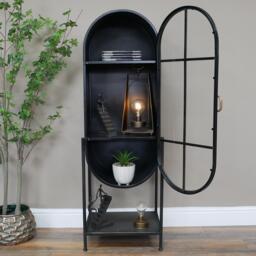 Display Cabinet - Industrial - Black Metal and Glass - Arched - 1 Door - thumbnail 5