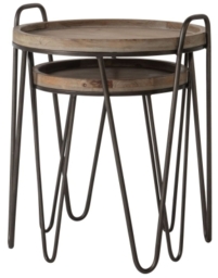 Nuffield Metal and Wood Nest of 2 Tables, Hairpin Legs