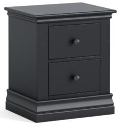 Clearance - Bordeaux Charcoal Black Bedside Cabinet - 2 Drawers - FSS15450