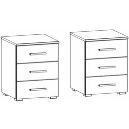 Base Bedside Cabinet - 3 Drawer - Set of 2 - Alpine White & White High Gloss - thumbnail 3