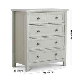 Maine Dove Grey Lacquered Pine 3+2 Drawer Chest - thumbnail 3