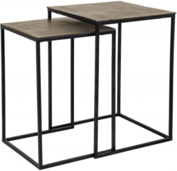 Finn Set of 2 Champagne Gold Square Side Tables