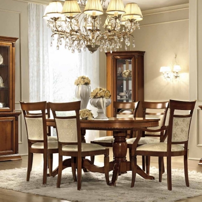 Camel Treviso Day Cherry Wood Italian Extending Dining Table and Chairs - image 1