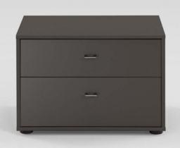 Tokio 2 Drawer Bedside Cabinet in Havana with Silver Handle