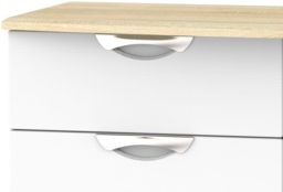 Camden White Gloss and Oak Effect 5 Drawer Chest - thumbnail 2