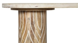 Clearance - Sahara Carved Pedestal Console Table in White Washed Finished Mango Wood - thumbnail 3