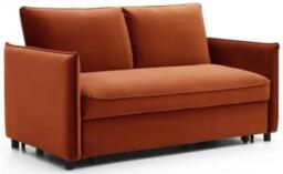 Blaire Athena Burnt Orange Velvet Fabric 2 Seater Sofa Bed