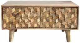 Geometric Carved Mango Wood Storage Coffee Table