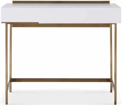 Gillmore Space Alberto White Matt Lacquer and Brass Brushed Dressing Table - image 1