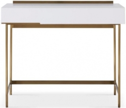 Gillmore Space Alberto White Matt Lacquer and Brass Brushed Dressing Table - thumbnail 1