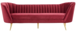 Binky Wine Velvet Fabric 3 Seater Sofa