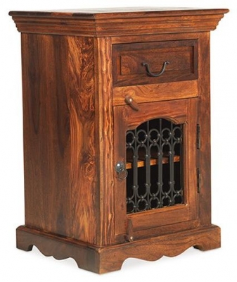 Indian Sheesham Solid Wood Right Hand Facing Bedside Cabinet, 1 Drawer - image 1