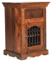 Indian Sheesham Solid Wood Right Hand Facing Bedside Cabinet, 1 Drawer - thumbnail 1