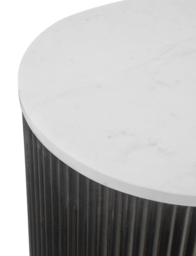 Lucas Black 1 Door Fluted Bedside Table with White Marble Top - thumbnail 2