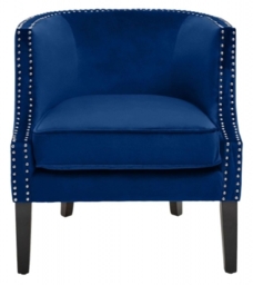 Larissa  Blue Velvet Fabric Studded Accent Chair