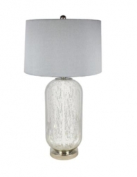 Silver Mercury Glass Table Lamp with Grey Silk Shade (Set of 2)