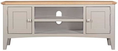 Lowell Grey and Oak Large TV Unit, 120cm W with Storage for Television Upto 43in Plasma - image 1