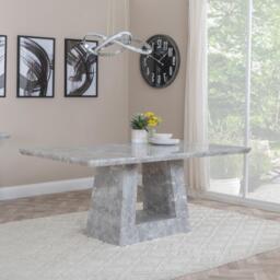 GET 2 CHAIRS FREE - Milan Grey Marble Dining Set - Giovanni Light Grey Fabric Chairs - thumbnail 2