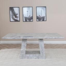 GET 2 CHAIRS FREE - Milan Grey Marble Dining Set - Giovanni Light Grey Fabric Chairs - thumbnail 3