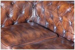 Talpa Genuine Brown Leather Chester Sofa - thumbnail 4