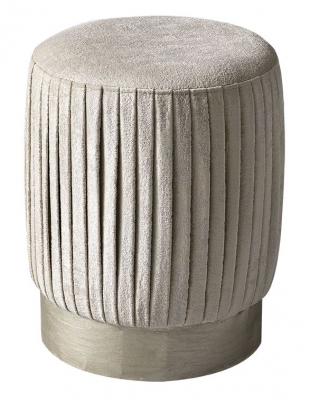Modum Smart Italian Beige Fabric Round Chef Pouf - image 1