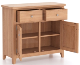 Arden Natual Oak Standard Small Sideboard, 90cm with 2 Doors and 2 Drawers - thumbnail 2