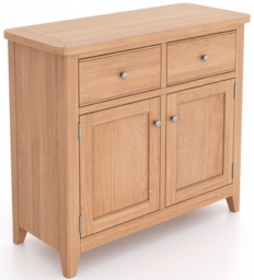 Arden Natual Oak Standard Small Sideboard, 90cm with 2 Doors and 2 Drawers - thumbnail 1