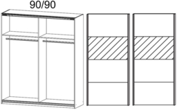 Quadra 2 Door Sliding Wardrobe in White Partial Glass - W 181cm - thumbnail 2