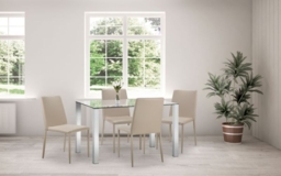 Enzo Glass and Chrome 4 Seater Dining Table - thumbnail 2