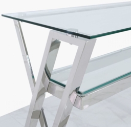 Dylan Cross Frame Desk - Glass and Chrome - thumbnail 3