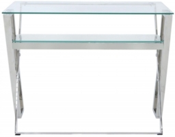 Dylan Cross Frame Desk - Glass and Chrome - thumbnail 1