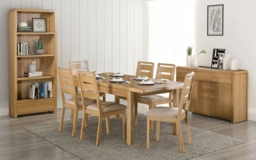 Curve Oak Extending 6-8 Seater Dining Table Set - Comes in 6/8 Chair Options - thumbnail 2