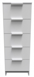 Plymouth White Gloss 5 Drawer Narrow Chest