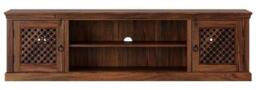 Clearance - Maharani Sheesham TV Unit, Indian Wood, Wide Cabinet 200cm, Stand Upto 75in Plasma TV, Lattice Jali Design - 2 Door with 1 Shelf - thumbnail 1