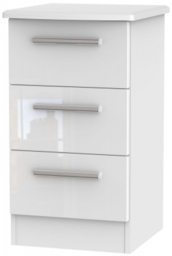 Knightsbridge White Gloss 3 Drawer Beside Cabinet