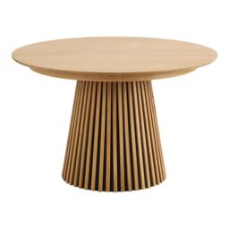 Osaka Round Extending Dining Table - 4-8 Seater - 120cm-200cm - Slatted Base - Oak - thumbnail 2
