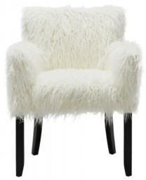 Heavy Shag White Faux Sheepskin Fur Tub Chair