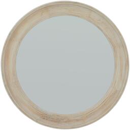 Wall Mirror - Round Framed - Antique White - Mirrored Glass - Washed Wood - thumbnail 1