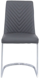 2 x Chevron Grey Faux Leather Metal Dining Chair