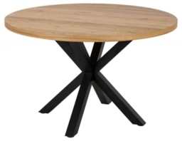 Heaven Oak and Black 4 Seater Round Dining Table - 120cm
