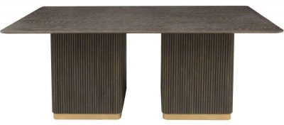 Hawarden Brown Fluted Ribbed 240cm Dining Table - image 1