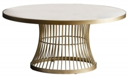 Pickford White Marble and Champagne 90cm Round Coffee Table - thumbnail 1