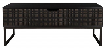 Fusion Black Mango Wood 100cm Coffee Table - Geomatric - image 1