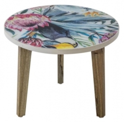 Voyager Bright Tropical Print Medium Round Lamp Table