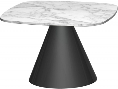 Oscar White Marble Square Side Table with Black Cone Base