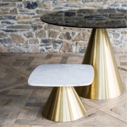 Oscar White Marble Square Side Table with Black Cone Base - thumbnail 2