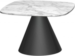 Oscar White Marble Square Side Table with Black Cone Base - thumbnail 1