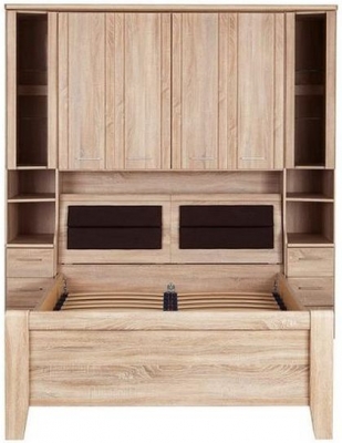 Luxor 3+4 Overbed Unit with 33cm Occasional Element and 140cm Bed in Rustic Oak - W 215 - image 1