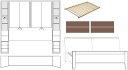 Luxor 3+4 Overbed Unit with 33cm Occasional Element and 140cm Bed in Rustic Oak - W 215 - thumbnail 2