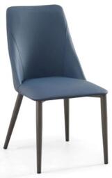 Rosie Blue Dining Chair- Faux Leather with Black Legs